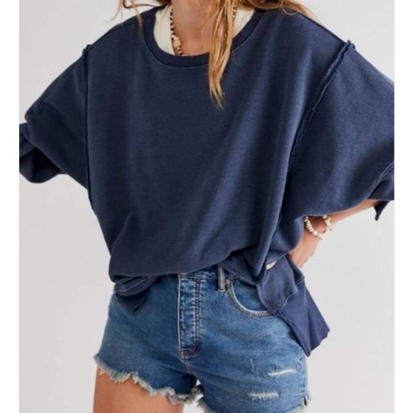 Free People Tops - WE THE FREE FREE PEOPLE NAVY CAMDEN SWEATSHIRT NWOT